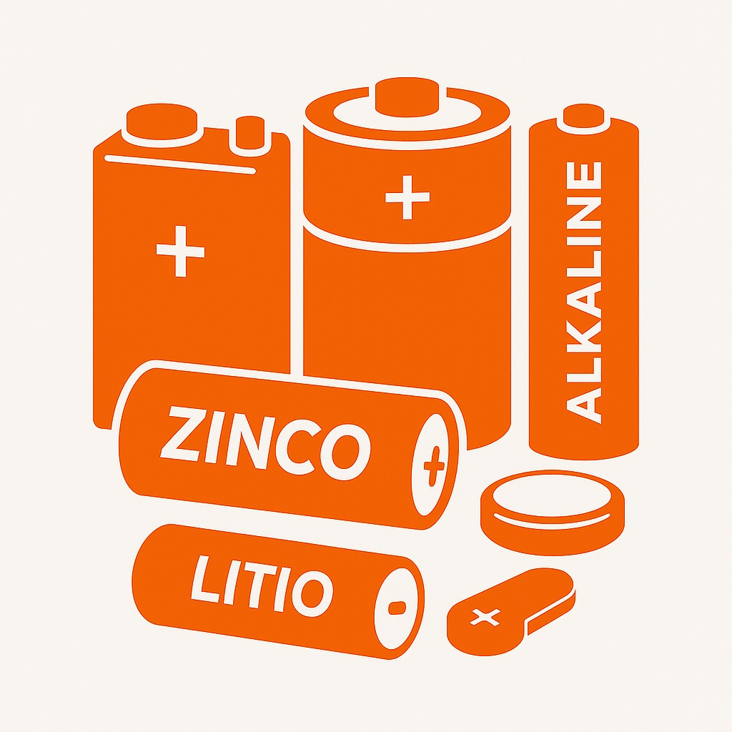 Batterie di vari tipi: alcaline, zinco, litio, a bottone e per apparecchi acustici