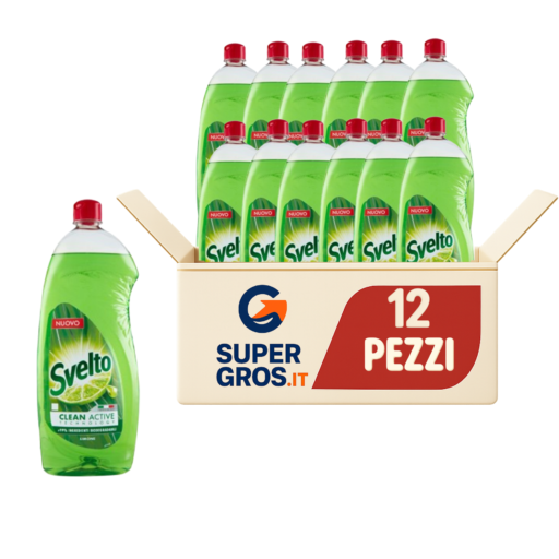 Svelto Clean Active al Limone 1 litro pacco scorta 12 flaconi detersivo piatti a mano